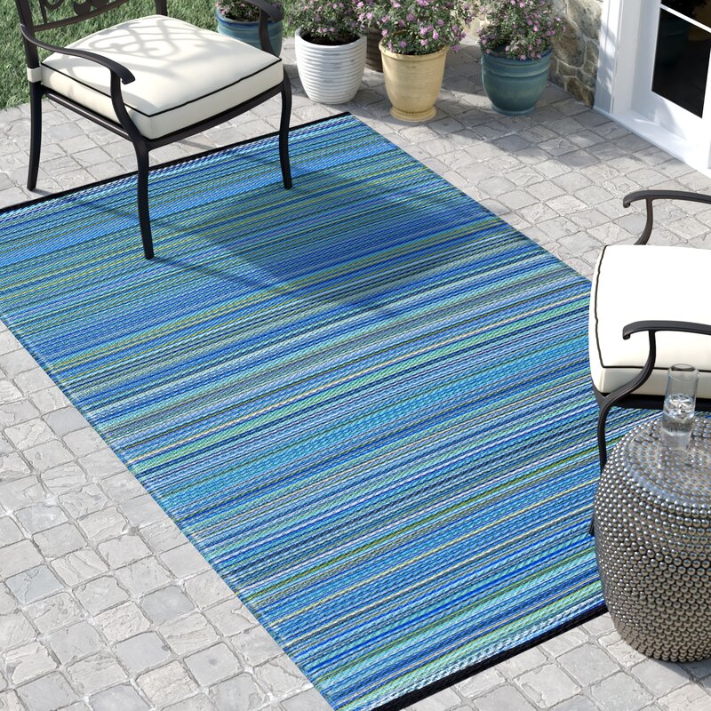 Sol 72 Outdoor™ Watford Striped Blue Indoor / Outdoor Area Rug